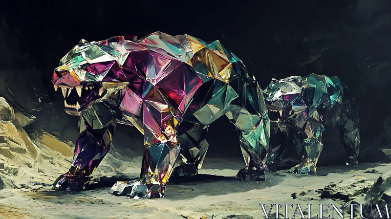 AI ART Crystal Bear Sculpture Art