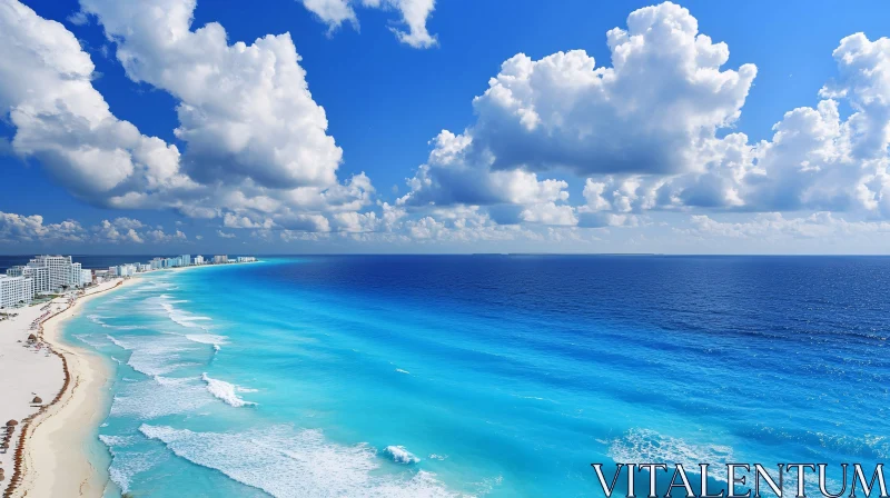 Coastal Beauty: Turquoise Sea and Clouds AI Image