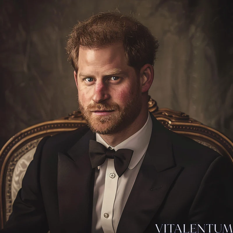 AI ART Prince Harry in Classic Black Tuxedo