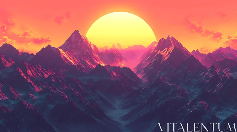 Mountain Range at Sunset AI Image