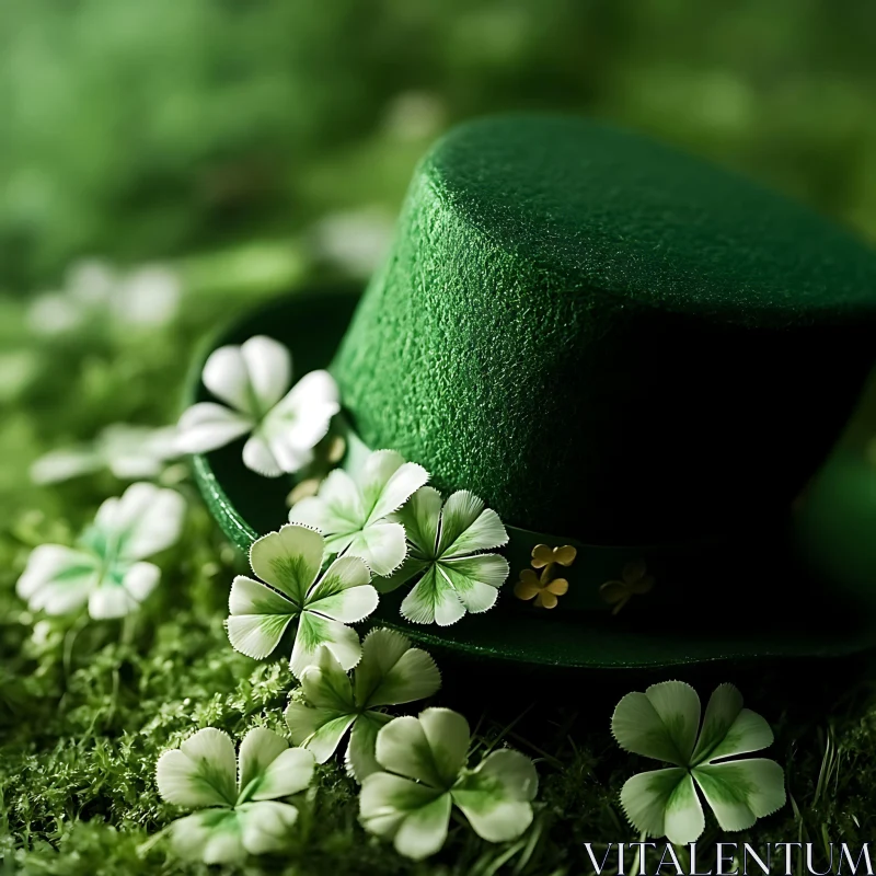 AI ART St. Patrick's Day Hat and Clovers