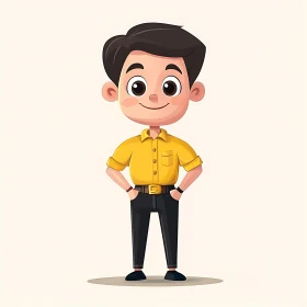Cartoon Boy in Yellow Shirt