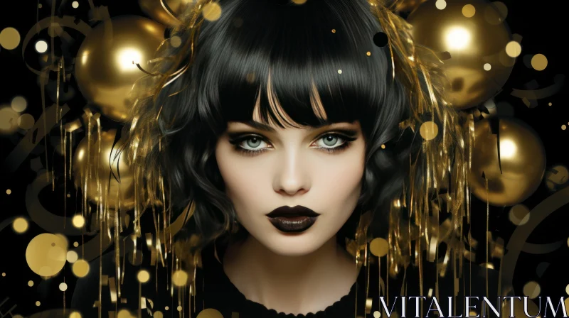 Gold Confetti and Dark Beauty: An Urban Fairy Tale AI Image