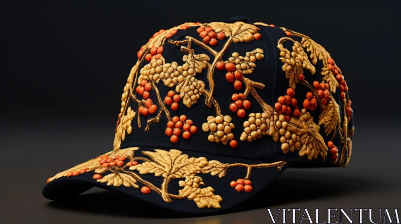 Vibrant Grape Embroidered Baseball Cap - Realistic Hyper-Detailed Art AI Image