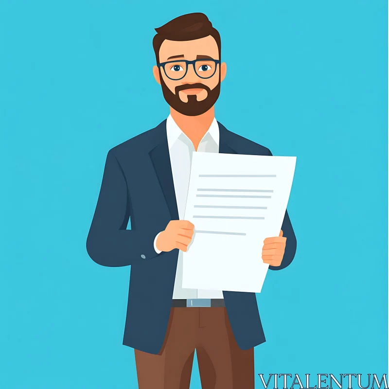 AI ART Cartoon Man in Suit with Document