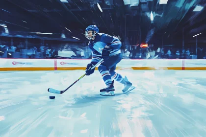 Dynamic Hockey Player in Action on the Ice