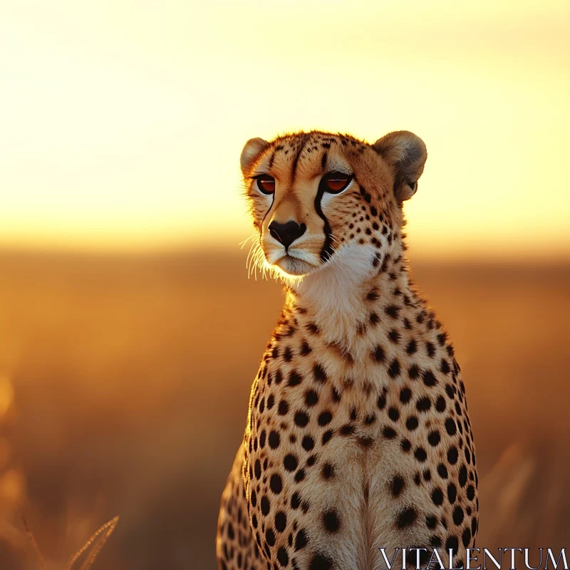 Sunset Cheetah Gaze AI Image