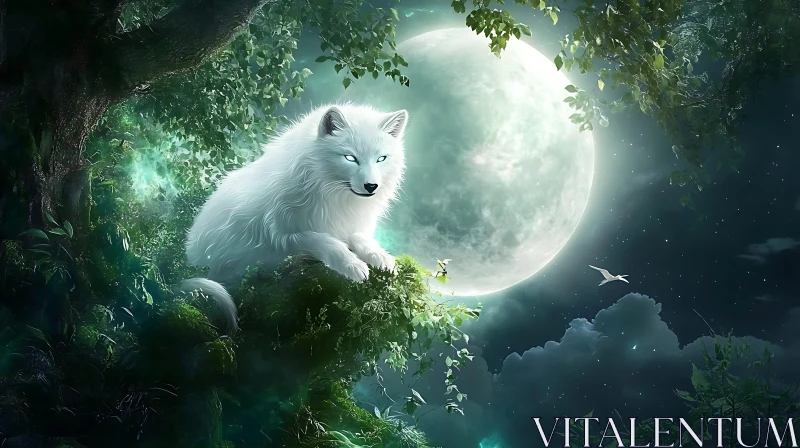 AI ART Lunar Wolf in Enchanted Forest