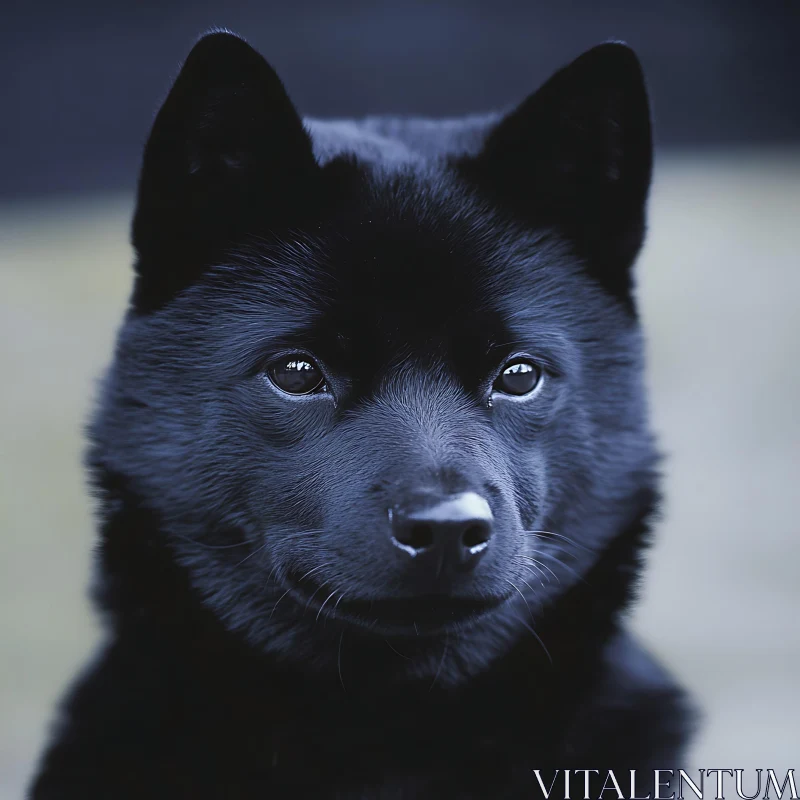 AI ART All-Black Dog with Piercing Gaze