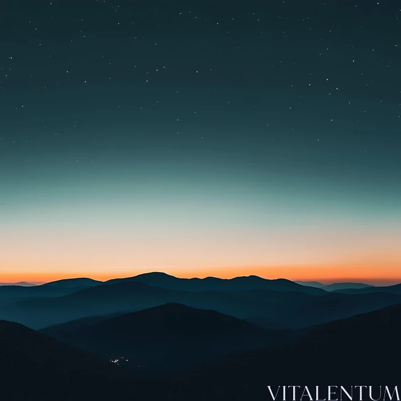 Peaceful Mountain Landscape at Dusk AI Image