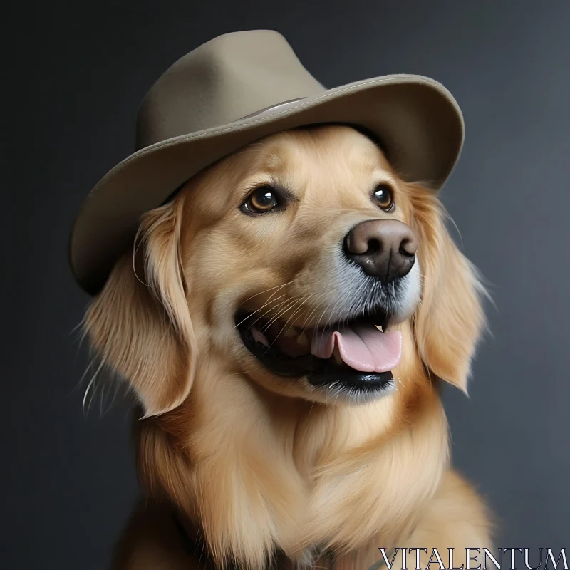 Golden Retriever Posing with Hat AI Image