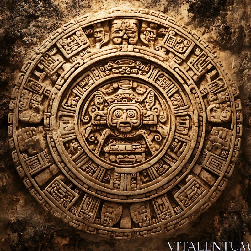 AI ART Mystic Aztec Stone Carving