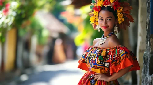 Portrait of a Woman in Colorful Attire