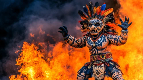 Masked Figure Dance in Fire