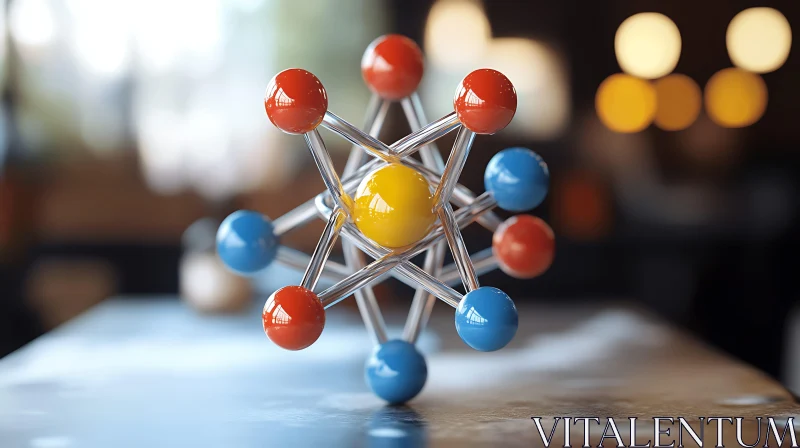 Abstract Molecular Model on Table AI Image