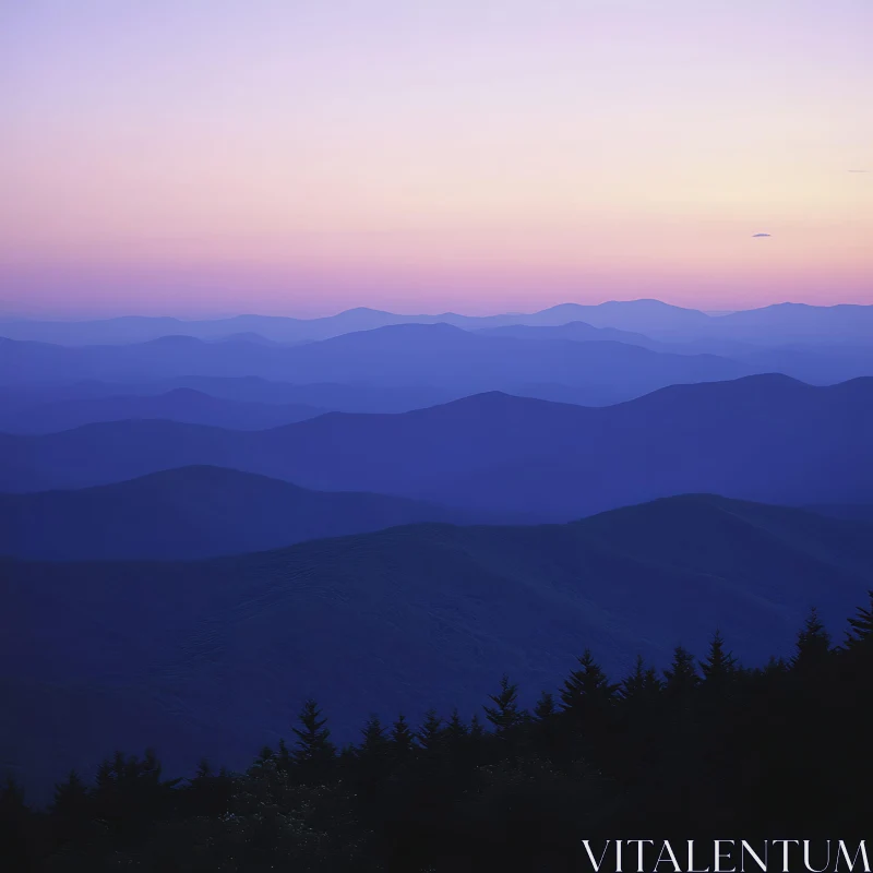 Blue Mountains at Dusk AI Image