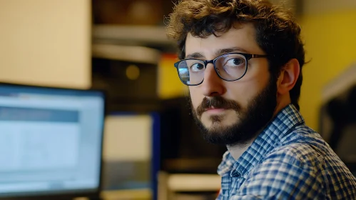 Thoughtful Man in Glasses Portrait