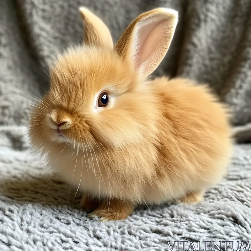 Charming Golden Rabbit on Gray Background AI Image