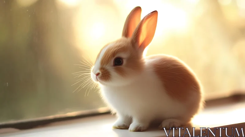 Rabbit in Sunlight, Cute Animal AI Image