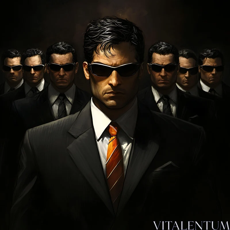 AI ART Enigmatic Men in Dark Suits Portrait