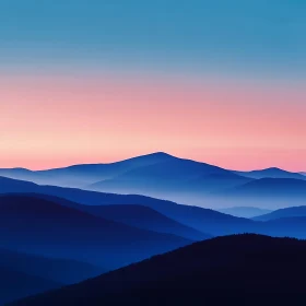 Blue Mountain Range with Pink Sky