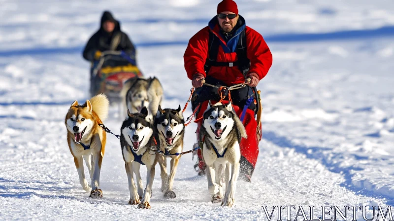 Winter Sled Dog Mushing Experience AI Image