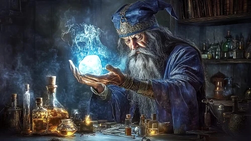Mystical Wizard Casting a Spell