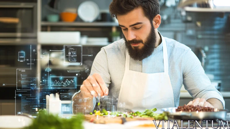 Culinary Tech: Modern Chef at Work AI Image