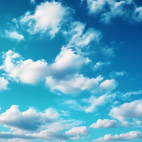 Fluffy Clouds in Azure Sky