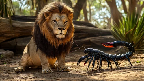 A Standoff in the Wild: Lion vs. Scorpion