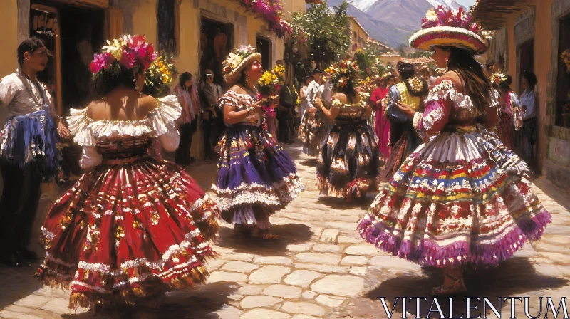 Colorful Celebration: Dancers in Traditional Dress AI Image