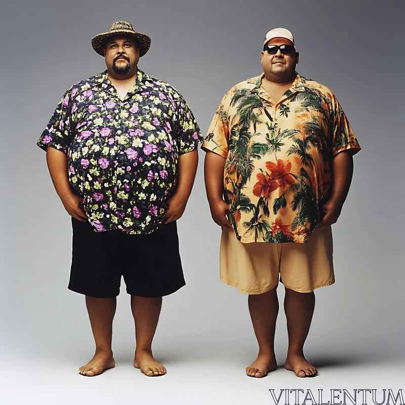 AI ART Two Men in Hawaiian Shirts