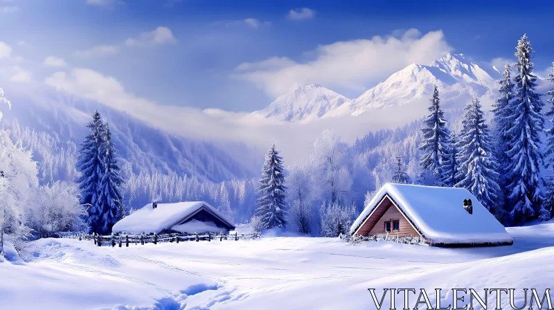 AI ART Snowy Cabins in a Winter Wonderland