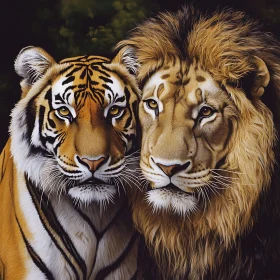 Majestic Lion and Tiger Together
