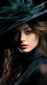 Captivating Woman in Dark Dress and Black Hat | Mysterious Beauty