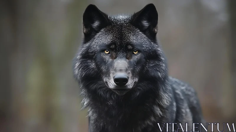 Portrait of a Black Wolf AI Image