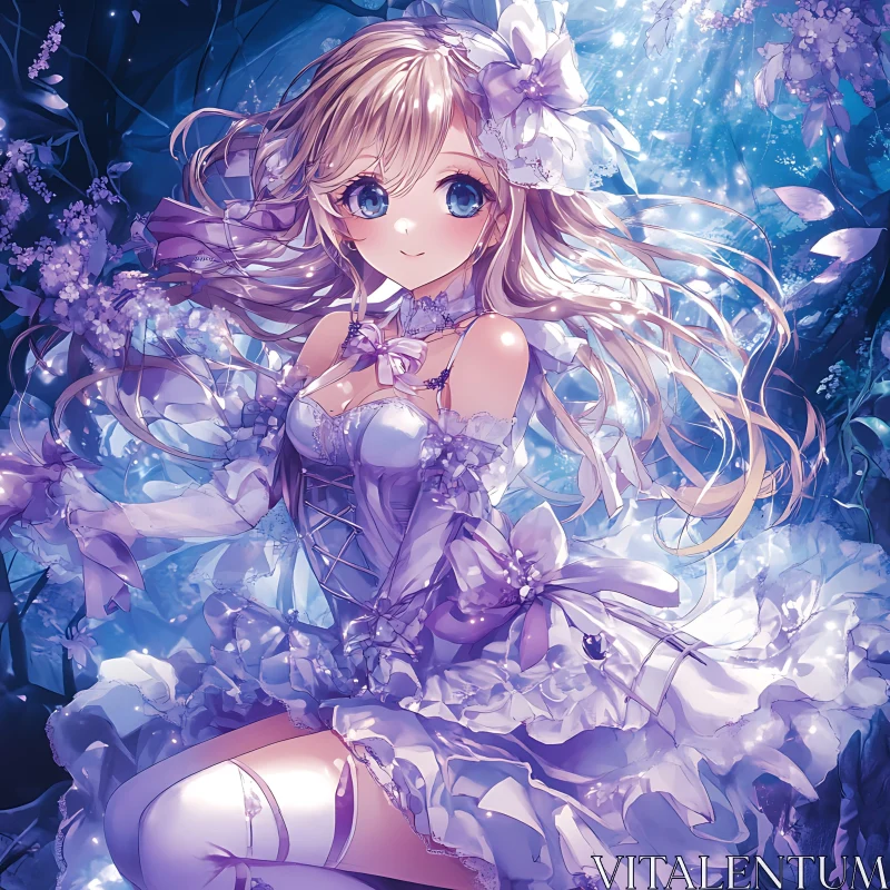 AI ART Magical Anime Girl in Fantasy Forest Setting