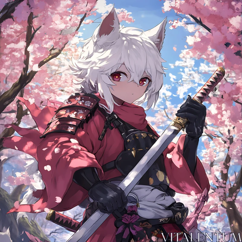 AI ART Cherry Blossom Samurai