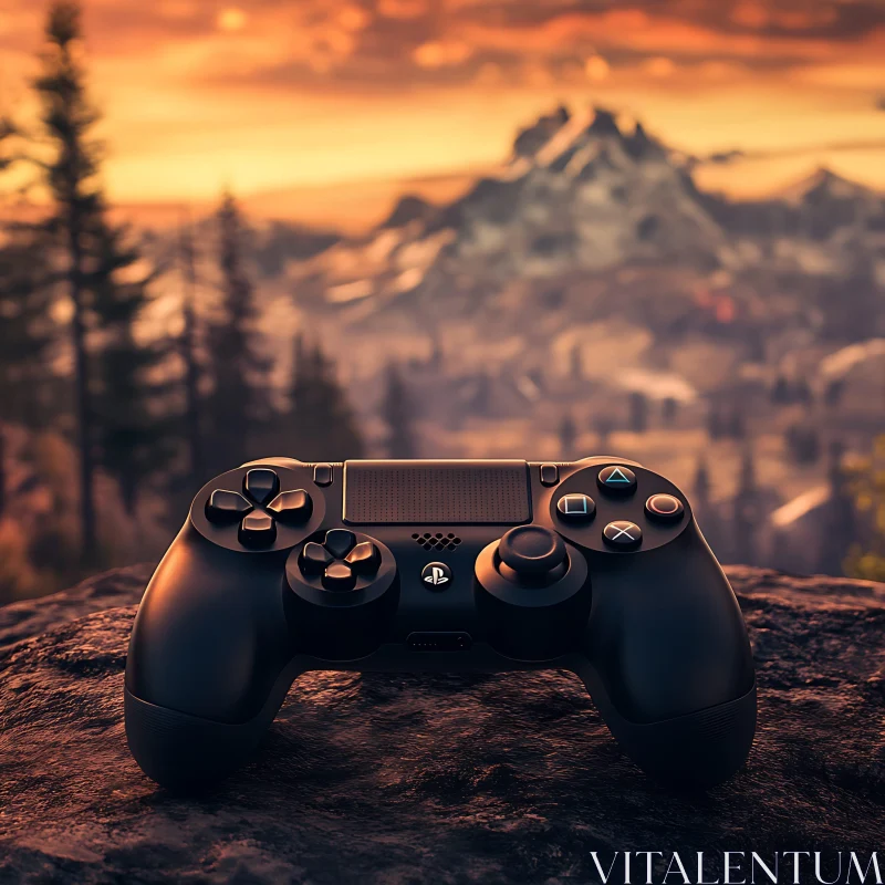 Gaming Controller with Mountain View AI Image