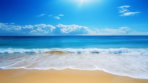 Seascape with Blue Sky and Ocean Waves