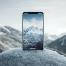 Iphone Displaying Mountain Landscape