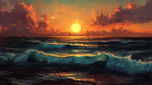 Ocean Sunset Art