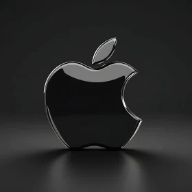 Sleek 3D Black Apple Icon