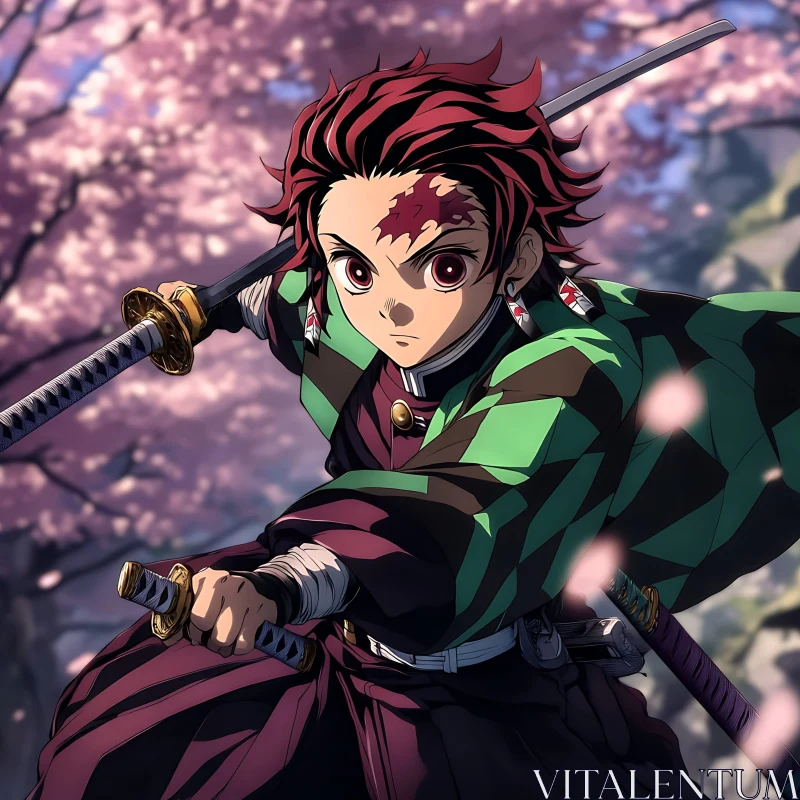 Samurai Anime Character in Action Pose AI Image