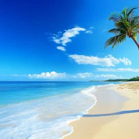 Idyllic Beach Scene with Palm Tree