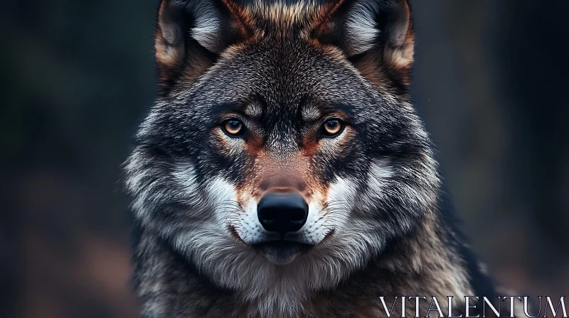 Close-Up of a Wolf's Face AI Image