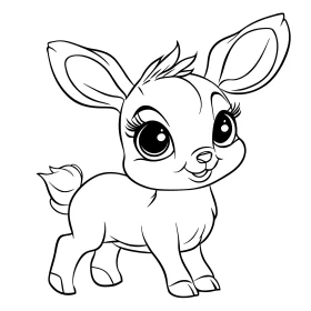 Cute Deer Black and White Drawing