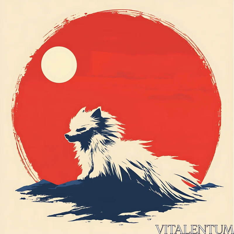 Minimalist Dog Art with Japanese Aesthetic AI Image