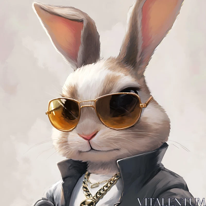 Stylish Rabbit Portrait AI Image