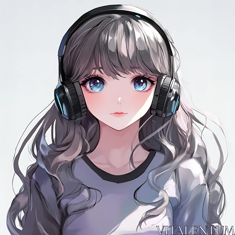 Blue-Eyed Anime Girl Portrait AI Image